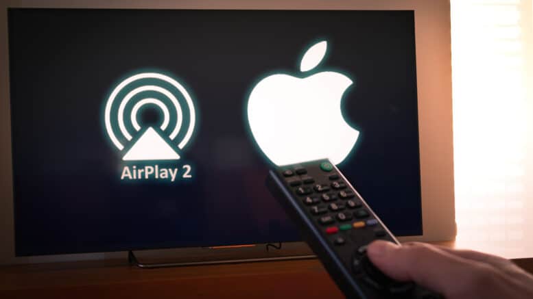 Apple airplay 2 logo på skærm